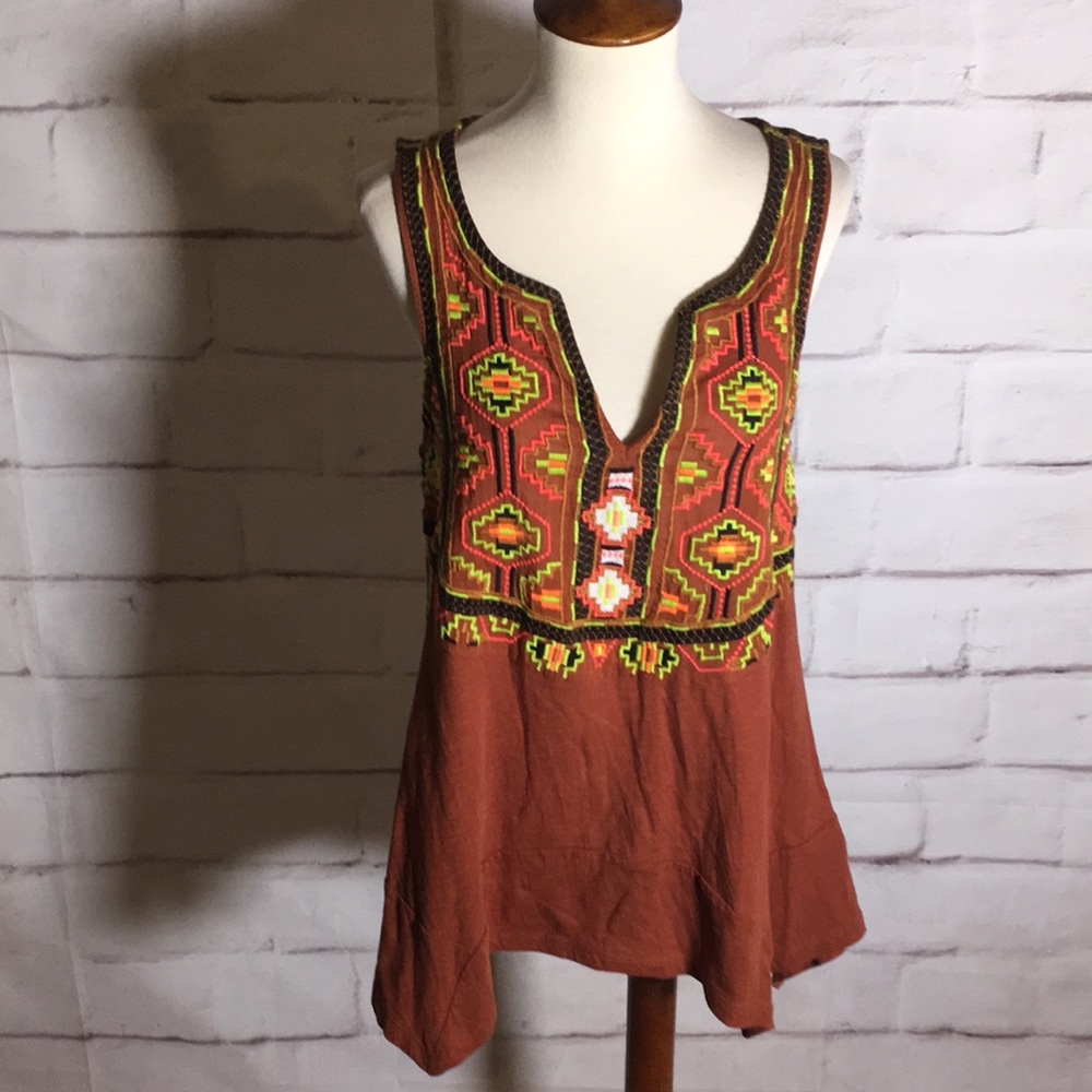 Anthropologie AKEMI + KIN Embroidered Tank Top